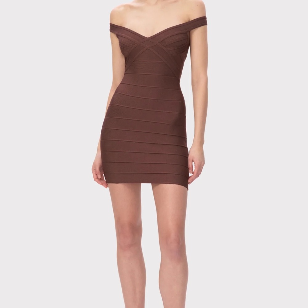 Sherri Hill bandage Off-Shoulder Mini Dress